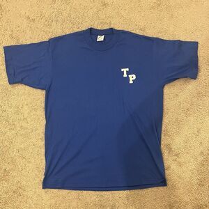 Vintage Jerzees Made in USA Blue T-Shirt XL 80s 90s TP Graphic Tee